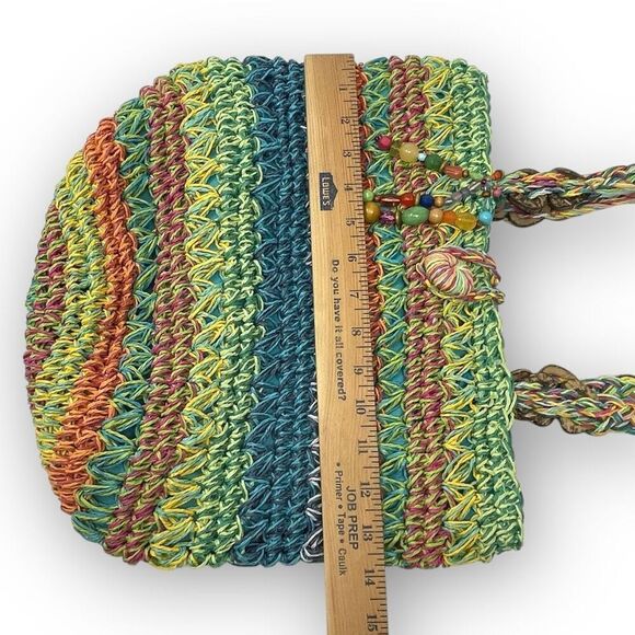 Cappelli Straworld Inc Rainbow Multicolored Boho Straw Woven Shoulder Bag Purse - Picture 12 of 12